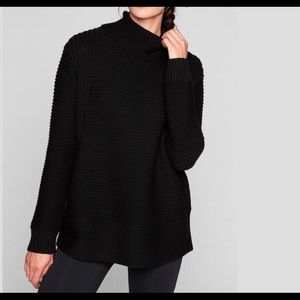 Athleta black merino funnel neck sweater small